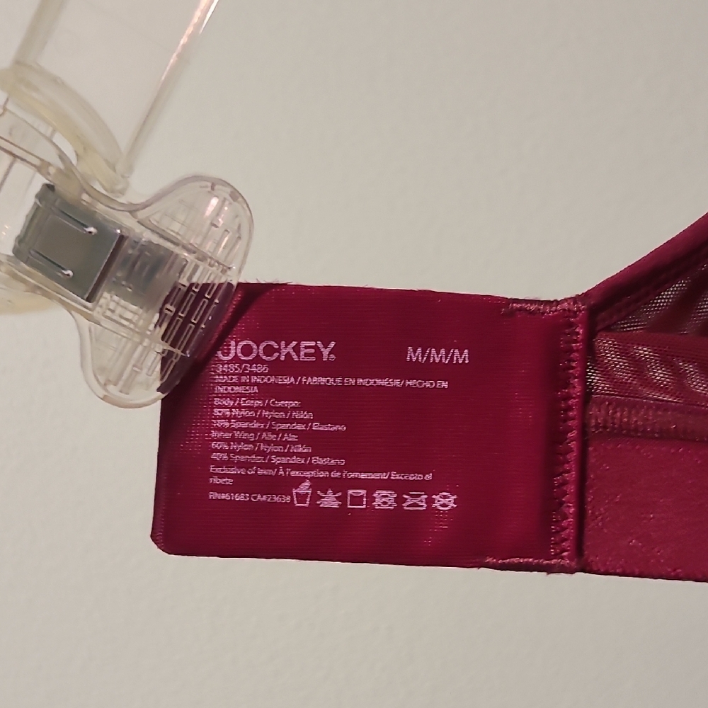 Jockey Forever Fit Mid Impact Active Two Tone Bra in BURGUNDY Sz. Medium - Picture 5 of 6